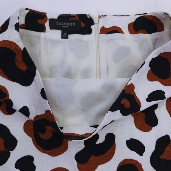 Talbots Petites White Brown Black Animal Print Skirt Sz 10p - Picture 8 of 14
